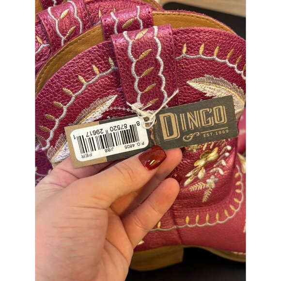 Dingo Embroidered Pink Ankle Western Boots Size 10 - Picture 7 of 8
